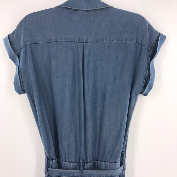 Etienne Marcel Blue Chambray Romper w Pockets - Picture 7 of 14